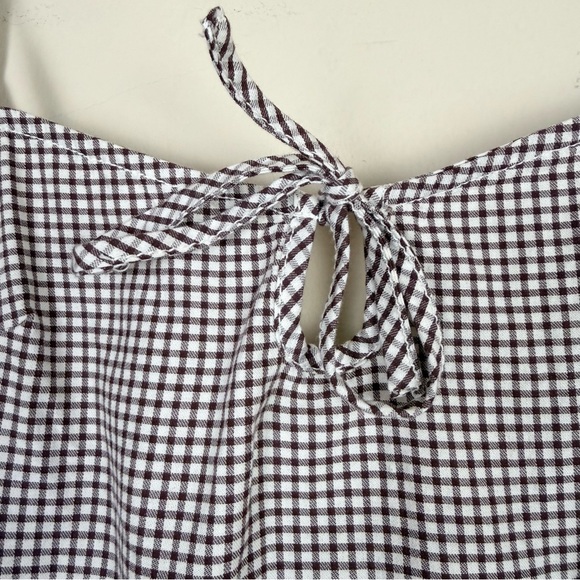 Free People Arlo Plaid Mini Dress Slouchy Sweetheart Neck  Medium Ivory Combo - Picture 10 of 16